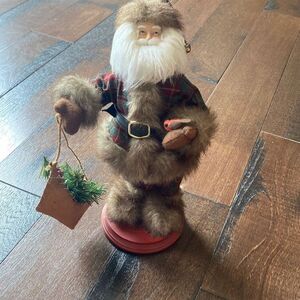 Woodland‎ cabin Santa with canoe Christmas decoration rustic 12 inches